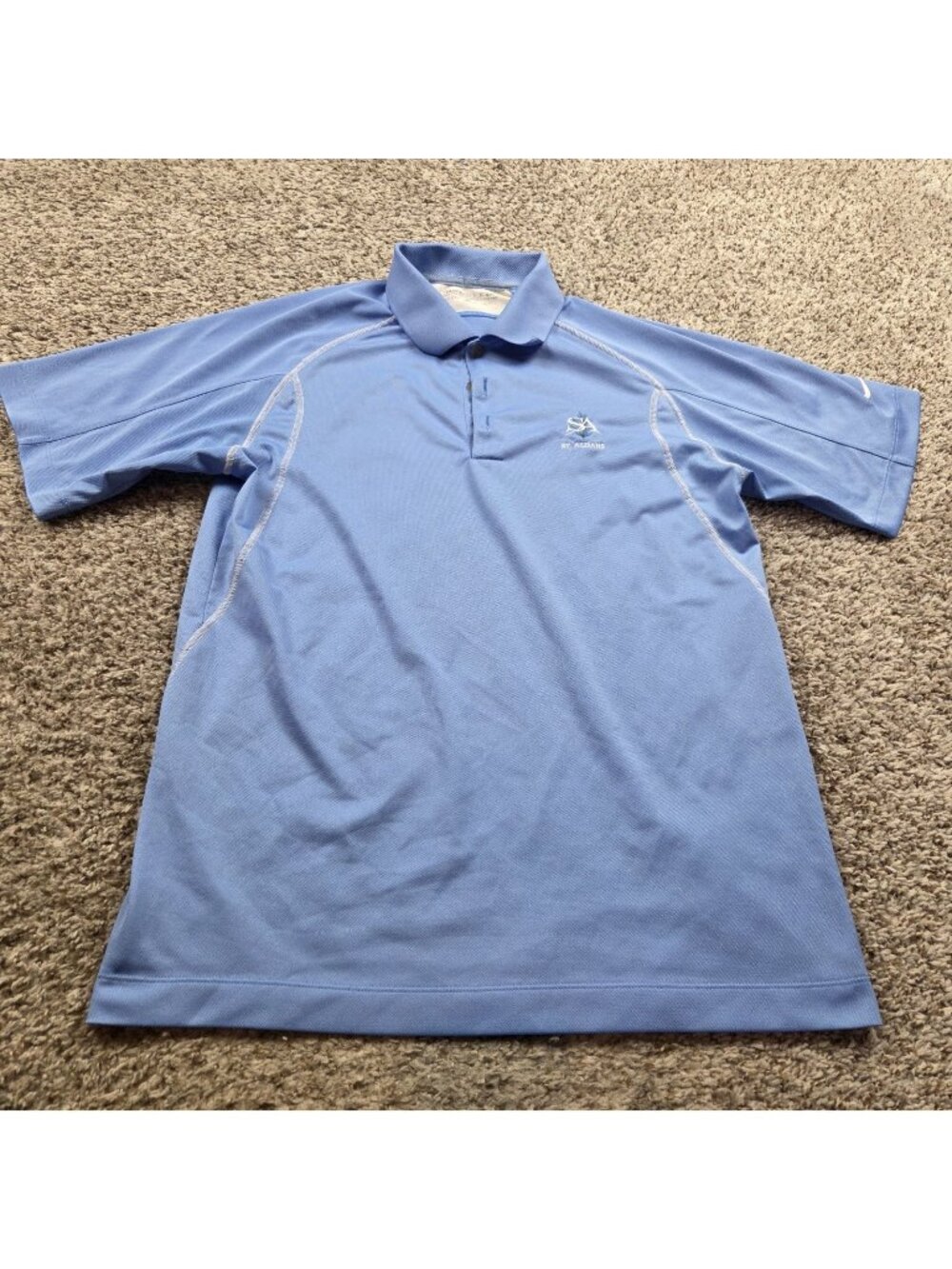 Nike Golf Polo Adult Small St Albans School Blue Short Sleeve Dri Fit